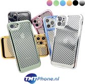 Apple iphone 13 Pro Max Transparant Siliconen Carbon print- GroenPatroon Case Voor Iphone 13 Pro Max met camera bescherming