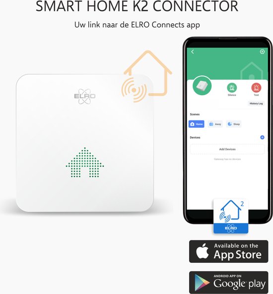 ELRO Connects SF500S Slimme Rookmelder Kit - Complete Set met K2 Wifi Connector en 3x Draadloos Koppelbare Rookmelder - Met gratis App