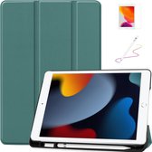 Tablet Hoes, Screenprotector en Active Stylus Pen geschikt voor Apple iPad 2021 / 2020 / 2019 - iPad 10.2 inch Hoes, Active Stylus Pen en Screenprotector - Donker Groen