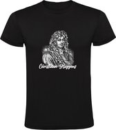 Christiaan Huygens Heren T-shirt |  school | wetenschapper | slim | portret | Zwart