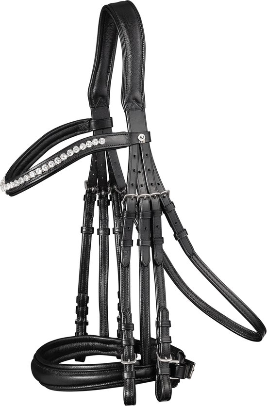 WALDHAUSEN Fascia Per Capelli X-Line Glam – Con Strisce Di Cristalli – Colore Nero/Madreperla/Grigio – Equitazione E Tempo Libero