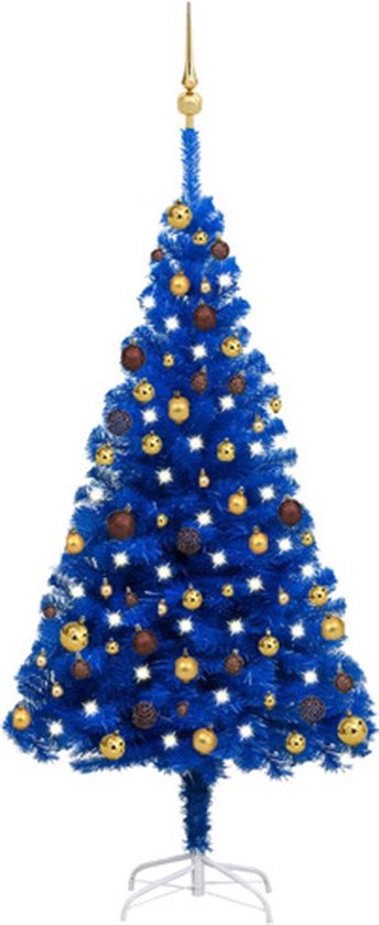 Kunstkerstboom met verlichting en standaard 150 cm PVC roze