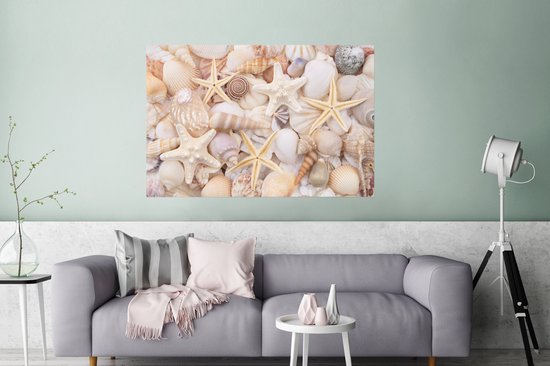 Poster Zeesterren - Schelpen - Strand - Zomer - 120x80 cm