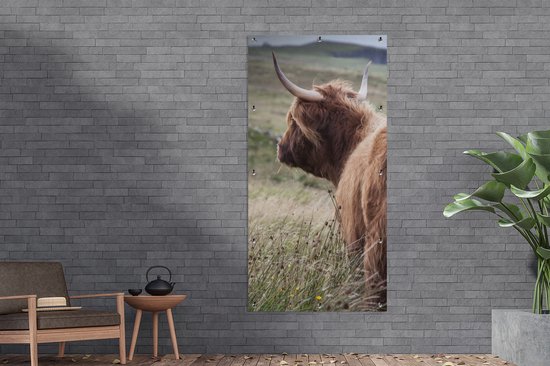 Affiche de clôture Scottish Highlander - Nature - Mer - 100x200 cm - Toile de jardin