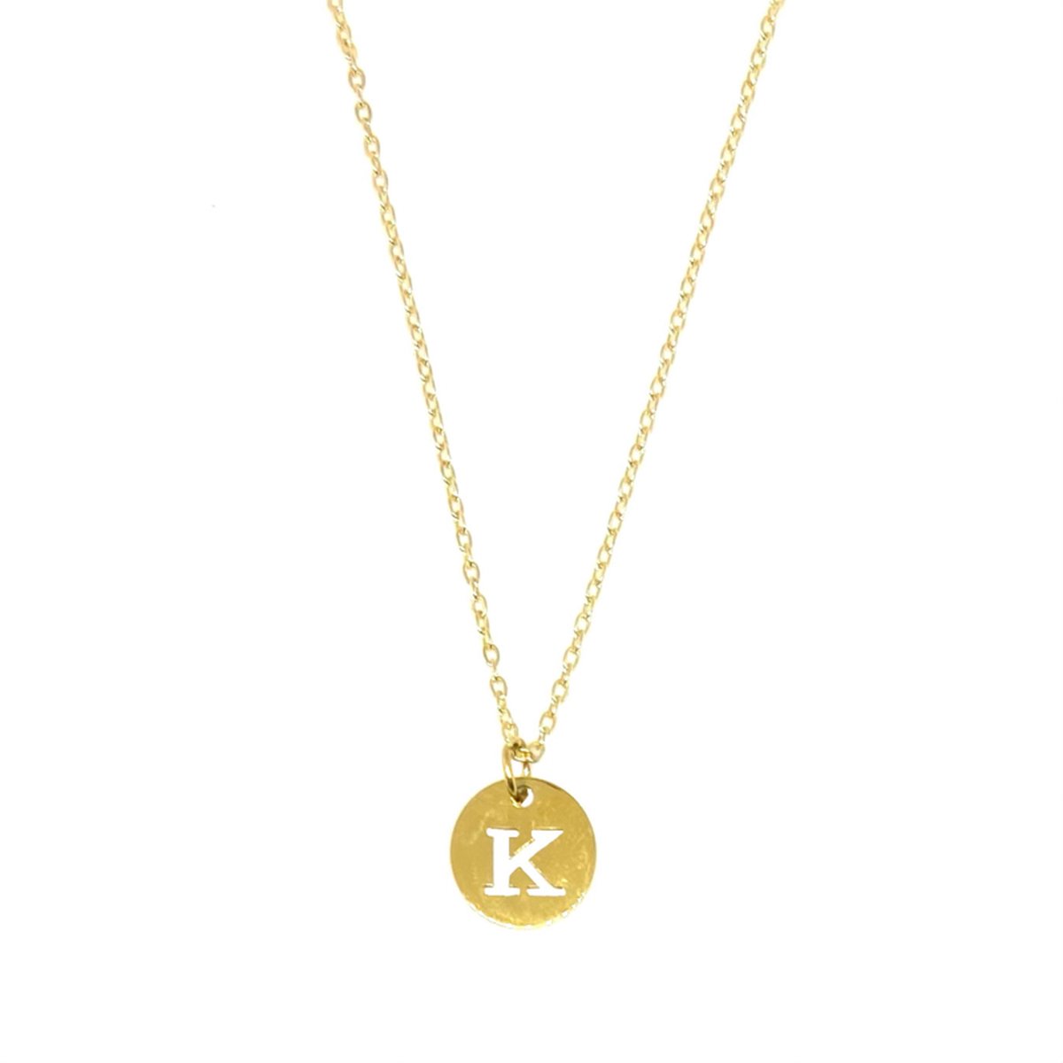Letter ketting coin - initiaal K - goud