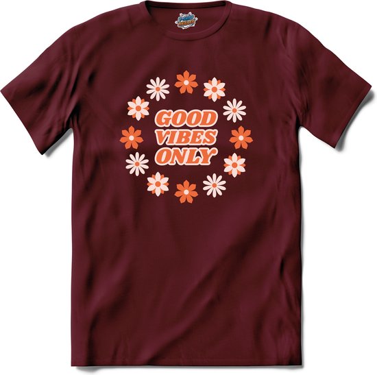 Flower power Good vibes only - T-Shirt - Dames - Burgundy