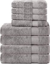 Komfortec Handdoekenset – Set van 8 - 4x Handdoek 50x100 cm en 4x Badhanddoek 70x140 cm - 100% Katoen - Zilver