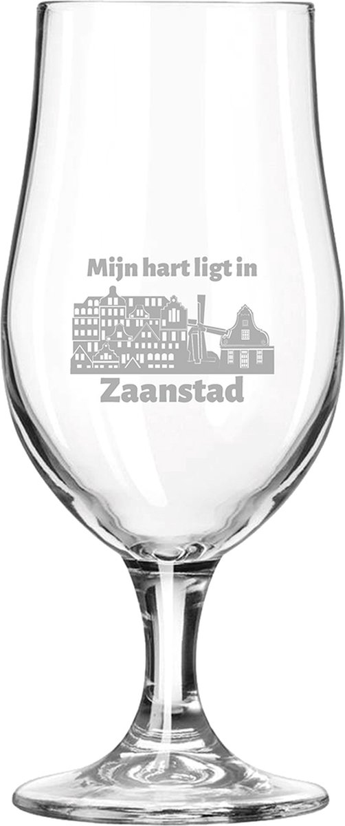 Gegraveerde bierglas op voet 49cl Zaanstad