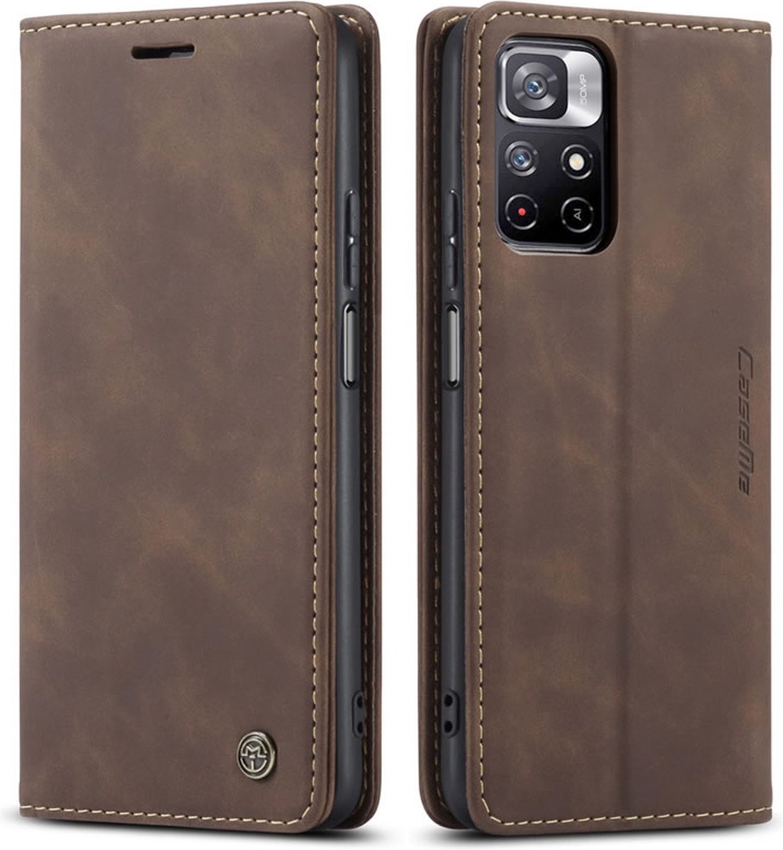 CaseMe - Hoesje geschikt voor Xiaomi Redmi Note 11 - Wallet Book Case - Magneetsluiting - Donker Bruin