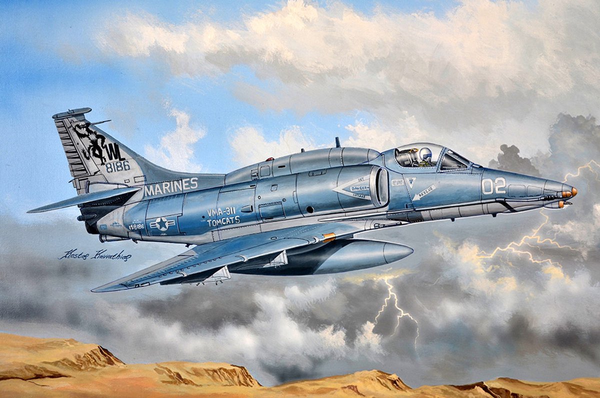 HobbyBoss Modelbouwpakket Militaire voertuigen - 87256 A-4M Sky Hawk Plane Plastic - 1:72 - Modelbouw