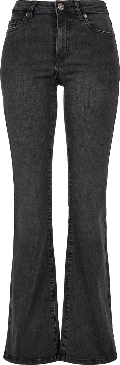 Dames Vrouwen Dikke Kwaliteit Womenswear Populair Streetwear Casual Urban Modern Ladies High Waist Flared – Highly Pants washed Zwart