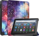 Case2go - Tablet hoes geschikt voor Amazon Fire 8 HD (2022) - 8 Inch Tri-fold cover - Met Touchpad & Stand functie - Galaxy