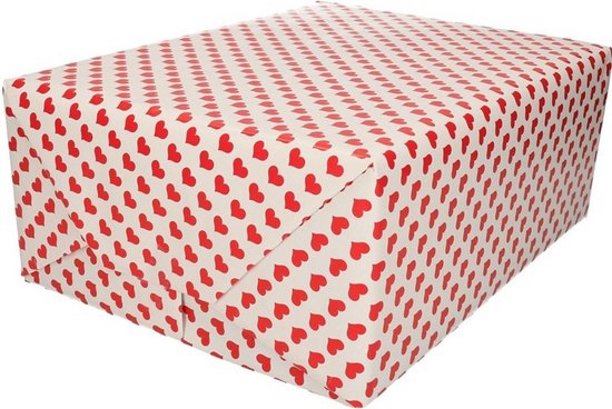 4x Rouleaux de papier d'emballage kraft love/valentine/heart package -  blanc avec deux