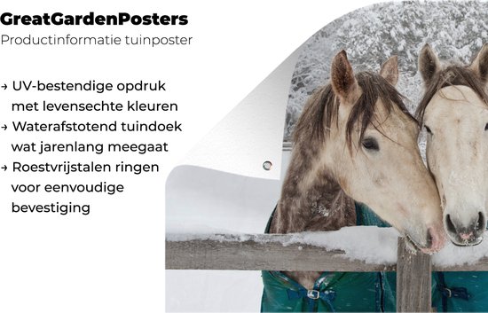Poster de jardin Paarden - Couverture - Neige - 60x30 cm - Toile de jardin - Poster extérieur
