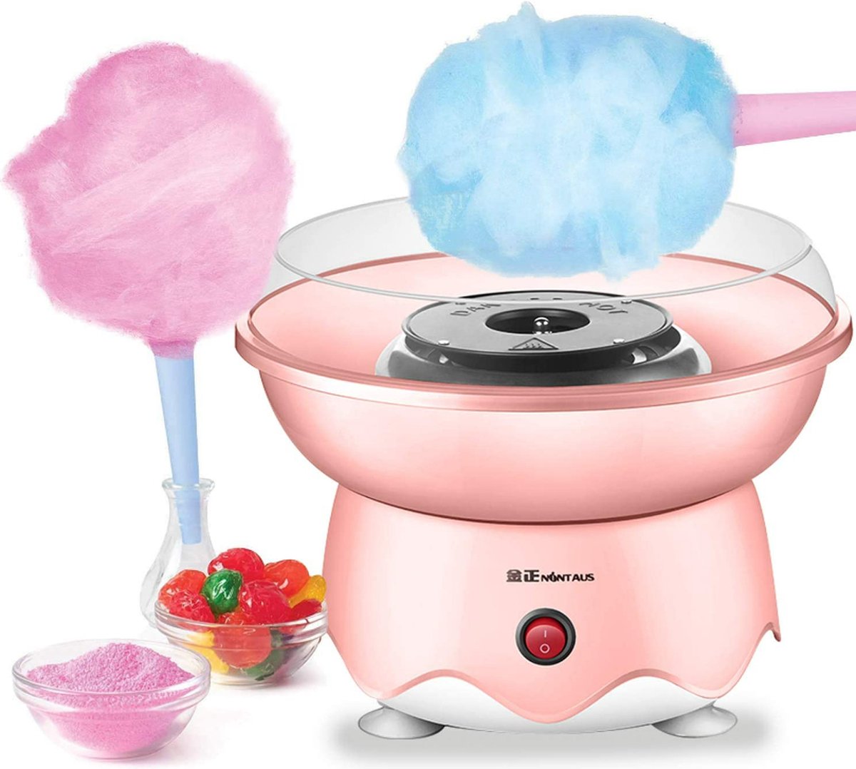 Xtabarya Draagbare suikerspinmachine voor kinderen Efficiënte verwarming Mini suikerspinmachine Verjaardag Familiefeest Kerstcadeau pink