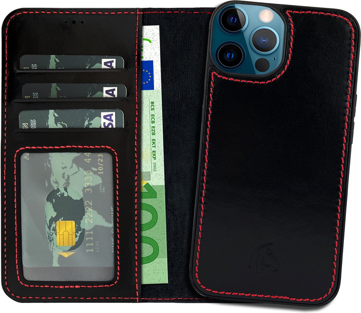 Pulledro geschikt voor iPhone 14 Pro Max leren uitneembare BookCase hoesje - Reȸlack