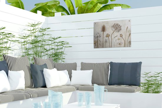 Décoration de Jardin Fleurs - Aquarelle - Nature morte - Marron - Vintage - 40x30 cm - Toile jardin - Affiche extérieure