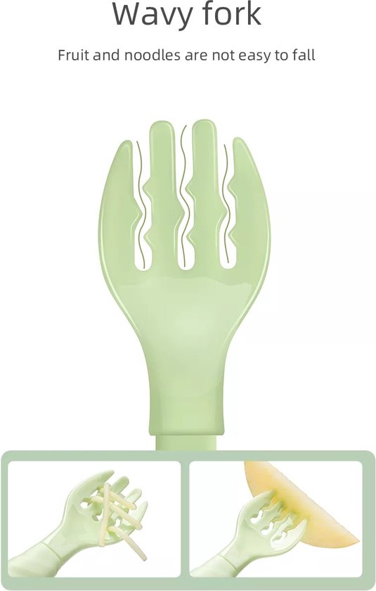 Multifunctioneel Vork & lepel - Bestek baby en kind- Oefenbestek - groen van Merkloos — afbeelding 3