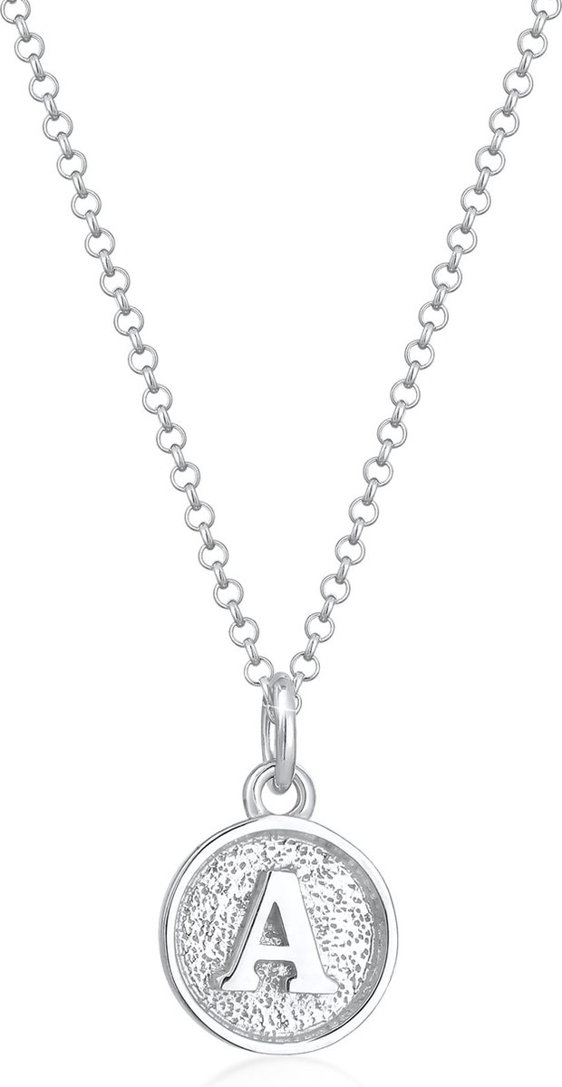 Elli - Halsketting - dames plaat initialen letter A minimaal in 925 sterling zilver verguld - Dames