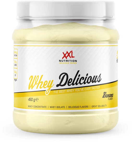 5. XXL Nutrition Whey Delicious Wei-eiwitpoeder met BCAA & Glutamine, Proteïne poeder, Eiwit shake, Whey Protein Banaan
