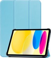 Hoesje Geschikt voor iPad 2022 Hoes Case Tablet Hoesje Tri-fold - Hoes Geschikt voor iPad 10 Hoesje Hard Cover Bookcase Hoes - Lichtblauw