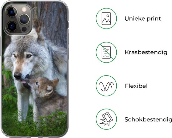 Coque iPhone 13 Pro - Loup - Mousse - Forêt - Chiot - Siliconen