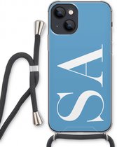 Gepersonaliseerd - Case Company® - Hoesje met koord geschikt voor iPhone 13 hoesje met Koord - Monogram N°2 - Telefoonhoesje met Zwart Koord - Extra Bescherming aan alle Kanten en Over de Schermrand