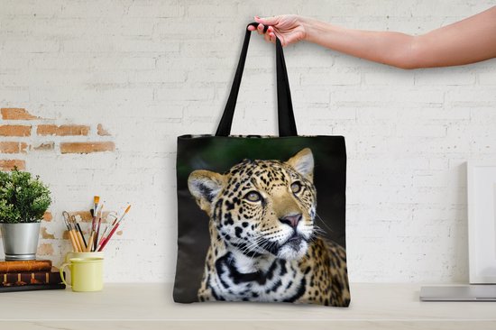 MuchoWow® Sac Bandoulière - Sac Plage - Shopper Léopard - Tête - Forêt - 40x40 cm - Sac Coton