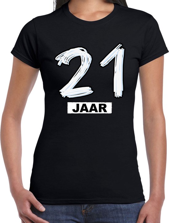 Bellatio Decorations 21 jaar verjaardag cadeau t-shirt zwart - dames XS
