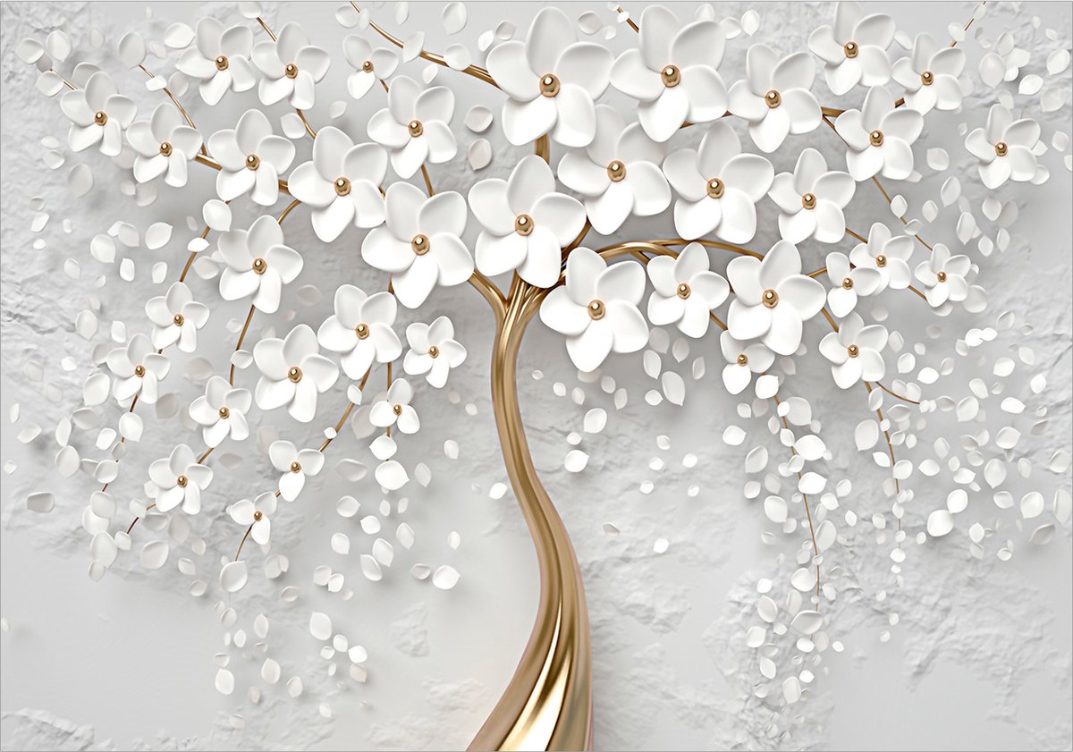 Fotobehangkoning - Behang - Vliesbehang - Fotobehang Magische Boom met Bloemen - Magic Magnolia - 250 x 175 cm