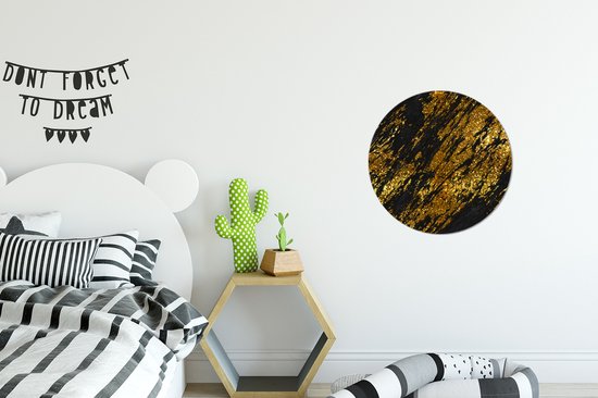 Cercle mural - Aluminium - Marbre - Goud - Glitter - Zwart - ⌀ 30 cm