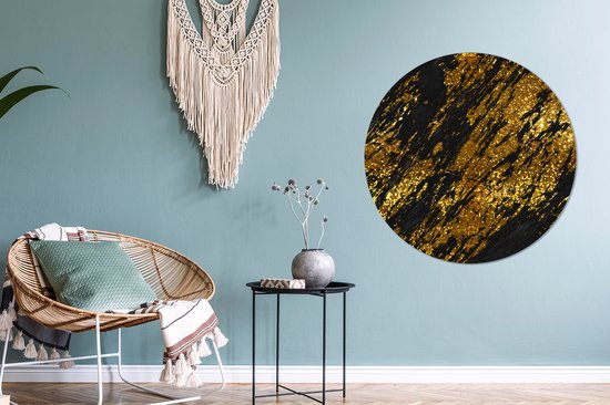 Cercle mural - Aluminium - Marbre - Or - Glitter - Zwart - ⌀ 90 cm