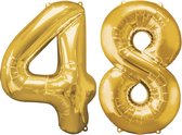 Versiering 48 Jaar Ballon Cijfer 48 Verjaardag Versiering Folie Helium Ballonnen Feest Versiering XL Formaat Goud - 86Cm