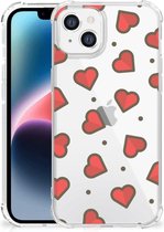 Hippe Hoesje Geschikt voor Apple iPhone 14 Plus Smartphone hoesje met doorzichtige rand Hearts