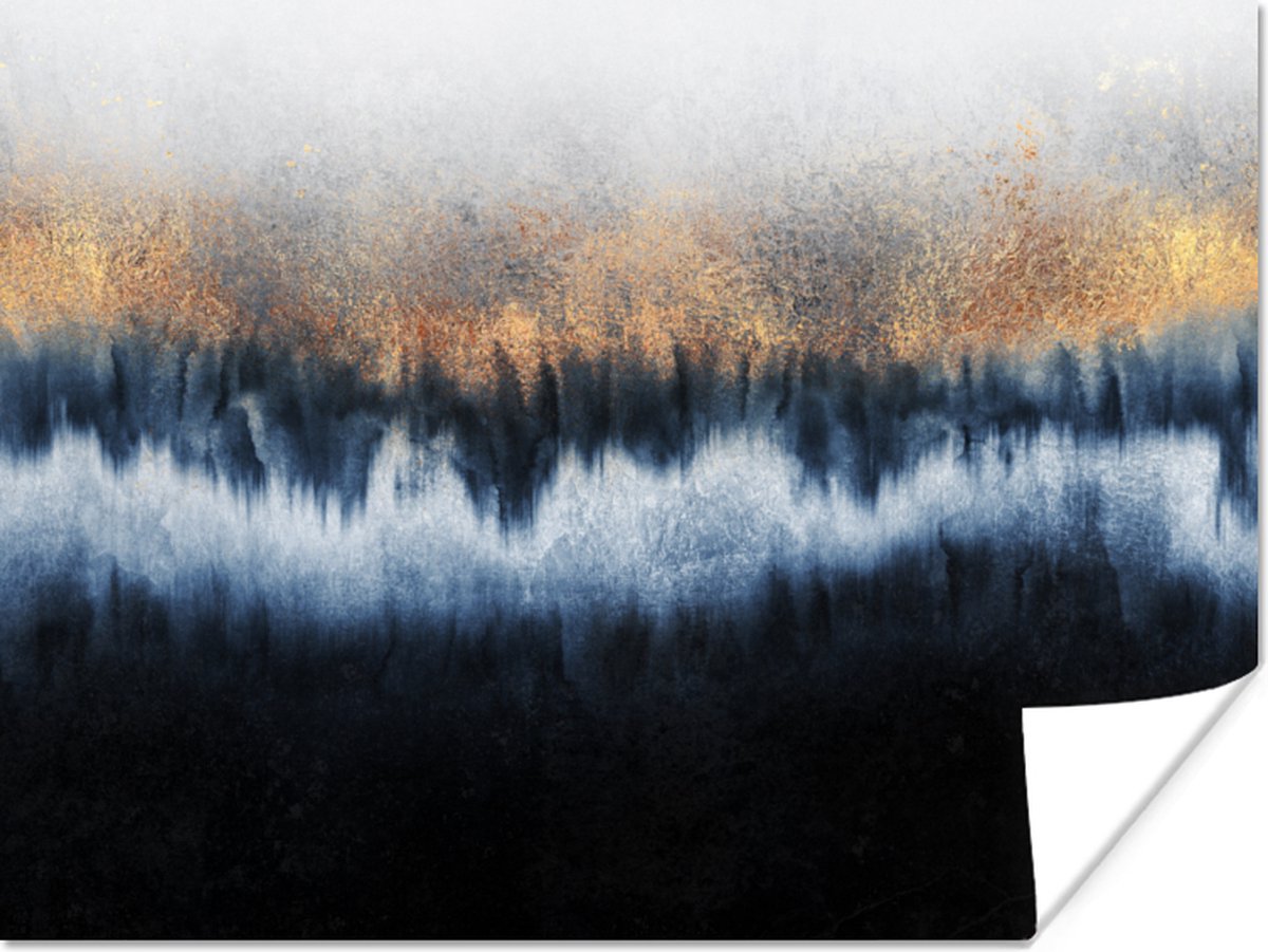 Poster Abstract - Goud - Luxe - Blauw - 40x30 cm