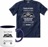 Voor mij geen therapie, laat mij maar gewoon de autorace kijken - Formule 1 - F1 race kleding - autorace cadeau - T-Shirt met mok - Dames - Navy Blue - Maat XXL