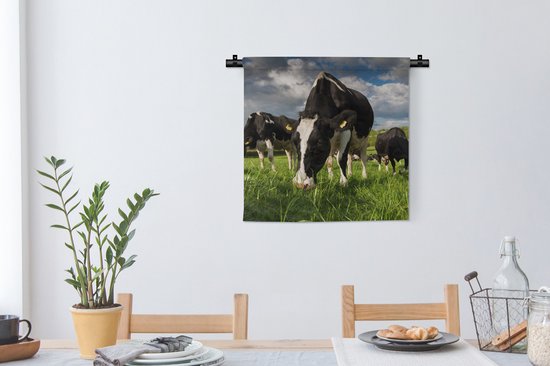 Tapisserie - Tissu mural - Vaches - Animaux - Herbe - Pâturage - Ferme - 60x60 cm - Tapisserie