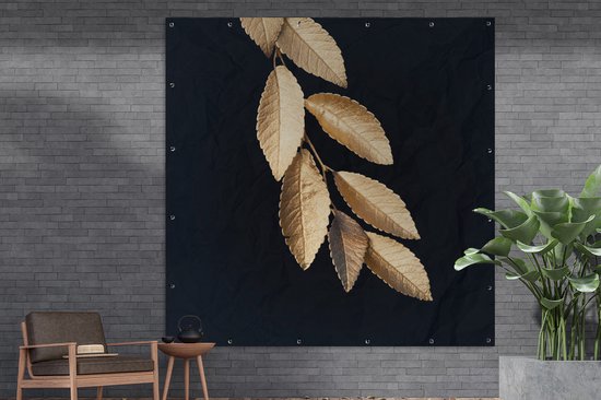 Lifestyle & More Moderne wanddecoratie wandsculptuur muurschildering bladeren goud van metaal 35 x 75 cm