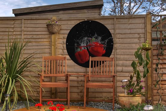 Garden Circle Paprika - Légumes - Nature Morte - Water - Rouge - 60x60 cm - Affiche de Jardin Ronde - Extérieur