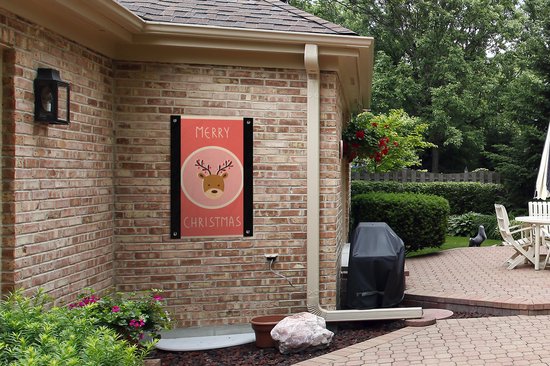 Posters de jardin extérieur Renne - Citations - Noël - Joyeux Noël - Rouge - Vintage - 60x90 cm - Toile jardin - Affiche extérieure