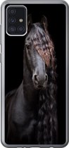 Geschikt voor Samsung Galaxy A52 5G hoesje - Paarden - Fries - Manen - Zwart - Dieren - Siliconen Telefoonhoesje