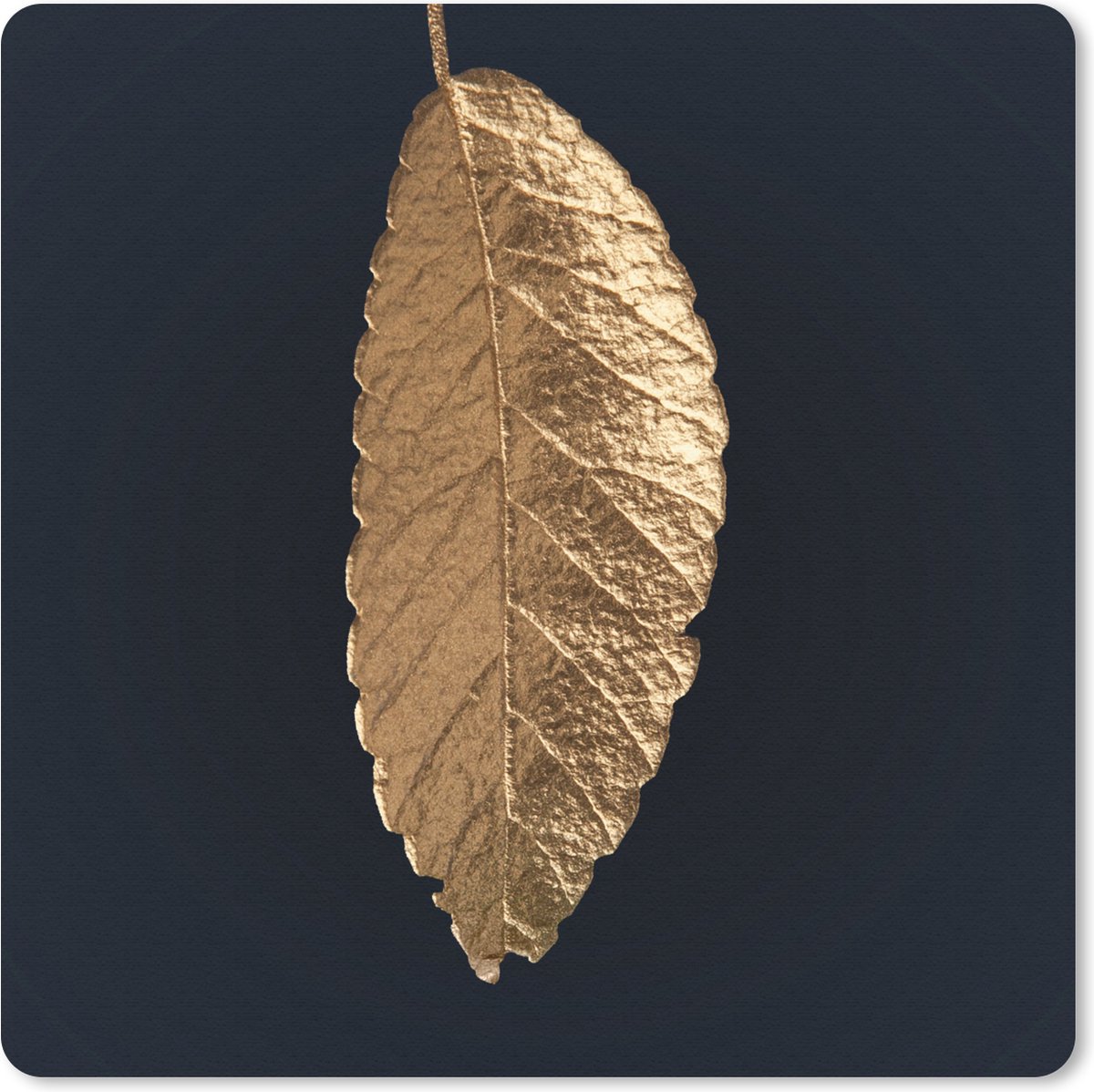 Muismat 30x30 cm - Mousepad Bladeren - Zwart - Goud - Luxe - Natuur - Muismatten