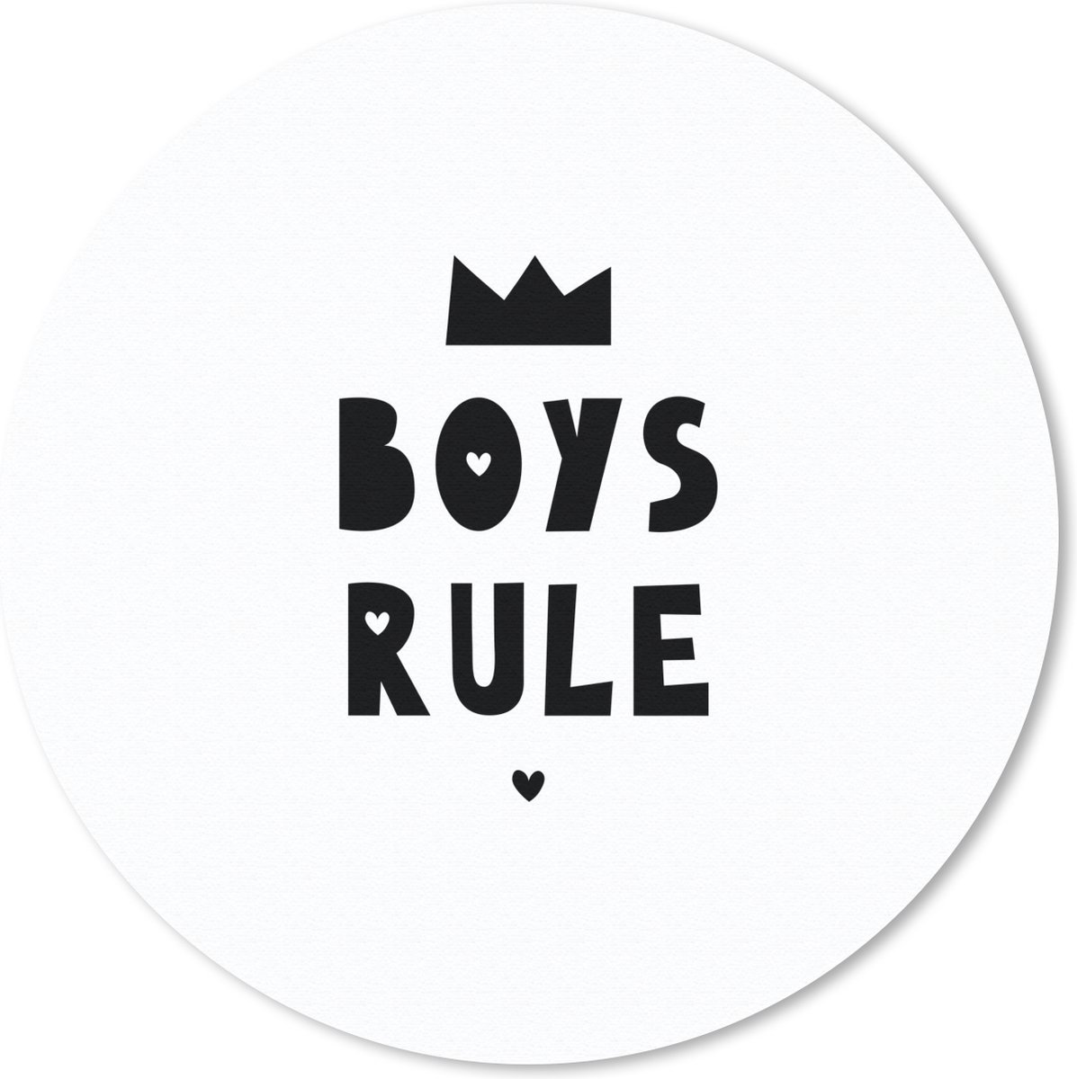 Muismat rond 50x50 cm - Mousepad Boys Rule - Quotes - Spreuken - Kinderen - Jongens - Ronde muismatten