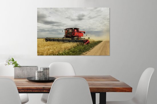 Toile Peinture Amérique - Tracteur - Nourriture - 90x60 cm - Décoration murale