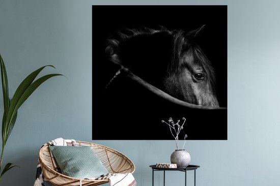 Stickers muraux - Sticker Feuille - Paarden - Portrait - Zwart - Animaux - 120x120 cm - Feuille Adhésive - Stickers muraux Chambre Enfant - Papier Peint Auto Adhésif XXL