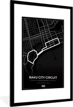 Fotolijst incl. Poster - Racebaan - Circuit - F1 - Baku City Circuit - Azerbeidzjan - Zwart - 60x90 cm - Posterlijst
