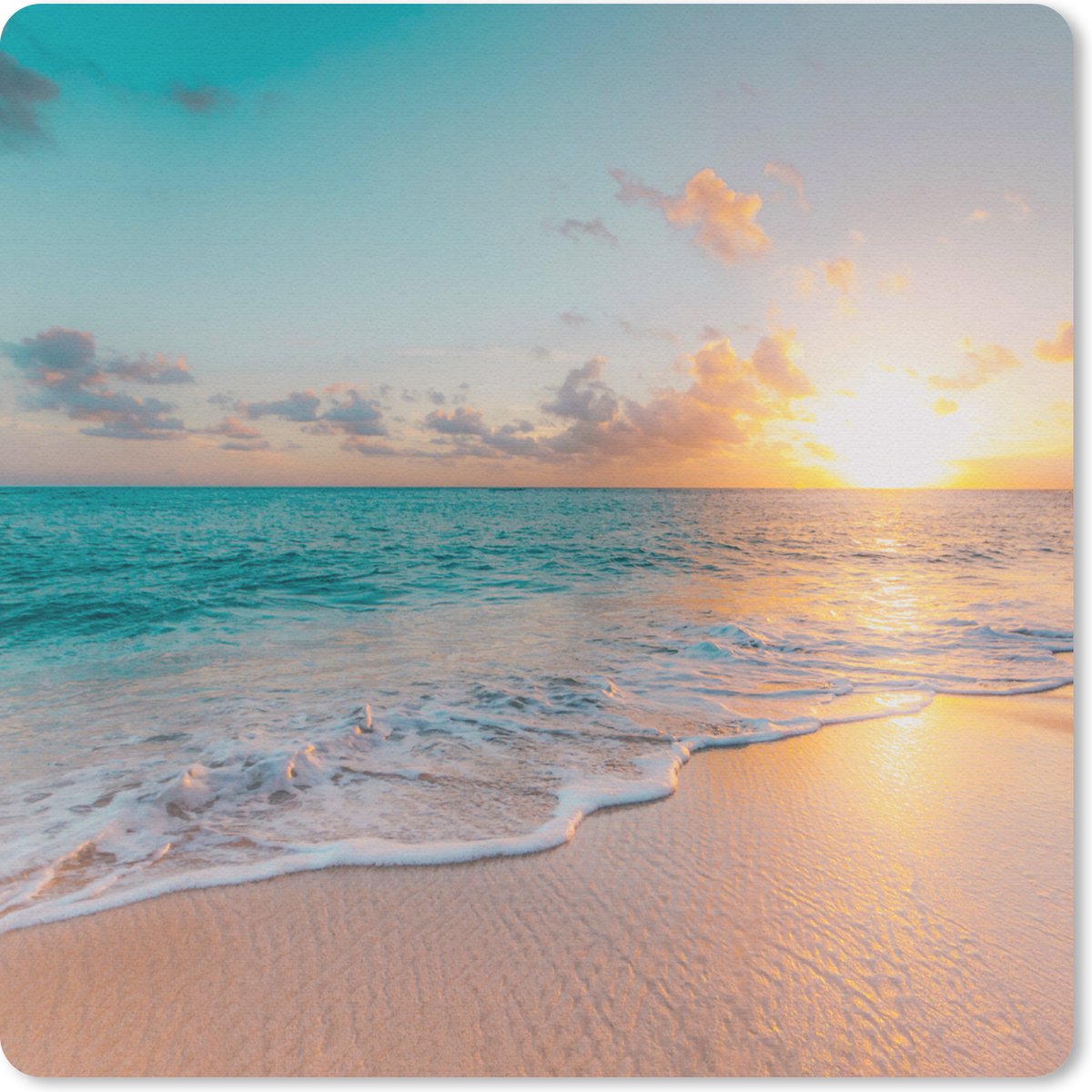 Muismat 30x30 cm - Mousepad Zonsondergang - Strand - Zee - Zomer - Blauw - Muismatten