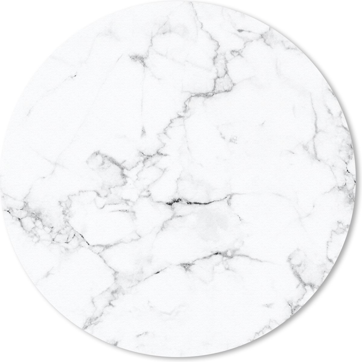 Muismat rond 50x50 cm - Mousepad Marmer - Wit - Grijs - Luxe - Marmer printlook - Structuur - Ronde muismatten