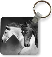 Sleutelhanger - Uitdeelcadeautjes - Paarden - Dieren - Zwart - Wit - Portret - Plastic