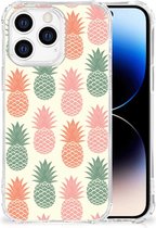 Backcase TPU Siliconen Hoesje Geschikt voor iPhone 14 Pro Telefoon Hoesje met doorzichtige rand Ananas